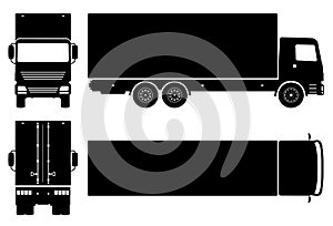 Delivery truck black icons vector illustration