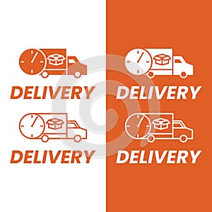 Delivery Truck with Clock Timer Logo Design Template