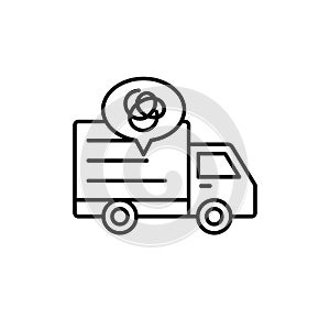 Delivery truck complicated line icon. shipment car misguided and gets lost illustration. simple outline vector symbol design.