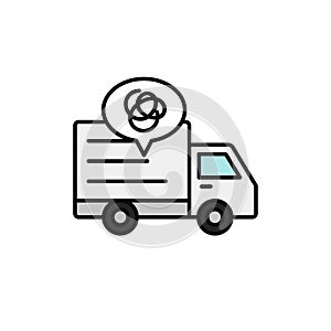 Delivery truck complicated line icon. shipment car misguided and gets lost illustration. simple outline vector symbol design.