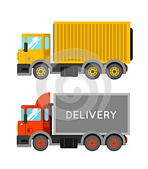 Delivery truck with container. Ton truck vector illustration. Tr