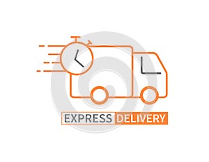 Delivery truck. Express delivery. Online shopping concept. Fast shipping. Vector illustration
