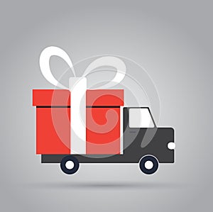 Delivery truck with gift box