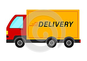 Delivery Truck Icon Clipart in Animated Cartoon Vector Illustration