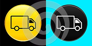 Delivery truck icon flat exclusive button set
