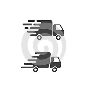 Delivery truck icon flat symbol, fast shipping cargo van pictogram