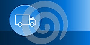 Delivery truck icon glassy modern blue button abstract background