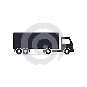 Delivery truck icon isolated on white background. Vector side view silhouette illustration