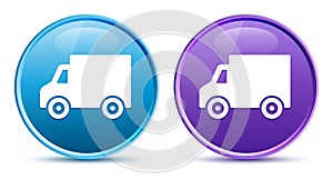 Delivery truck icon sleek soft round button set illustration