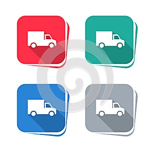 Delivery truck icon on square button