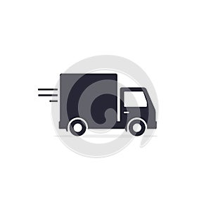 Delivery truck icon, van symbol, minibus isolated on white background. Vector black illustration