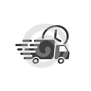 Delivery truck icon vector, fast shipping cargo van, courier transportation photo