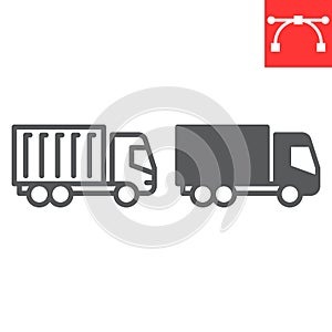 Delivery truck line and glyph icon