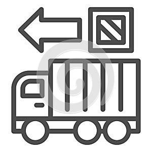 Delivery truck line icon, Freight transportation symbol, shipping truck silhouette vector sign on white background, Fast