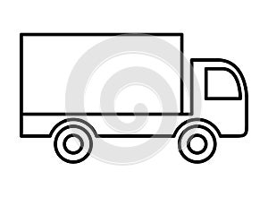 Delivery truck line icon. Outline vector illustration isolated on white background. Coloring book for children