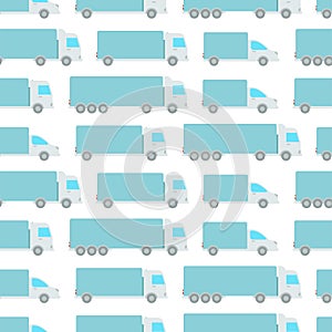 Delivery truck seamless pattern background. Cargo transportation. Shipping company. Vector template