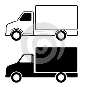 Delivery truck simple flat icons - vector