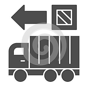 Delivery truck solid icon, Freight transportation symbol, shipping truck silhouette vector sign on white background