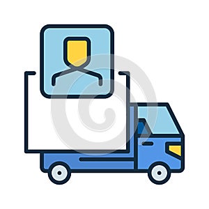 Delivery Truck with Trucker vector concept colored icon