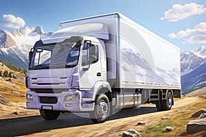 Delivery truck van hiper realistic, white background, Generative AI photo