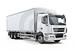 A delivery truck. White lorry on white background isolate