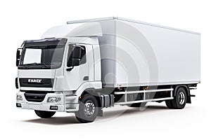 A delivery truck. White lorry on white background isolate