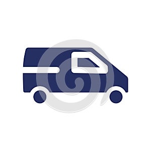 Delivery van black glyph ui icon