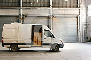 delivery van, commercial delivery vans with cardboard boxes, Logistics concept