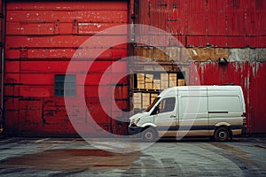 delivery van, commercial delivery vans with cardboard boxes, Logistics concept