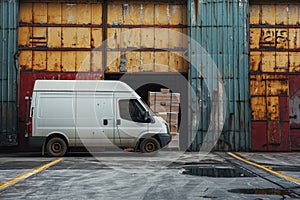 delivery van, commercial delivery vans with cardboard boxes, Logistics concept