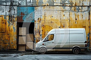 delivery van, commercial delivery vans with cardboard boxes, Logistics concept