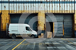 delivery van, commercial delivery vans with cardboard boxes, Logistics concept