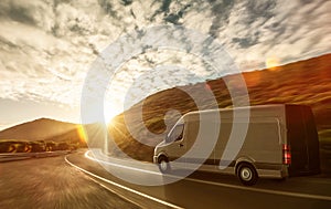 Delivery van on a country road