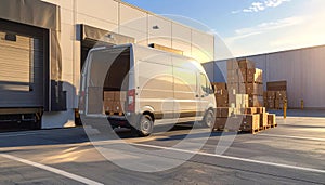 Delivery Van Loading Boxes at Warehouse Dock