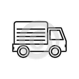 Delivery Van Outline Flat Icon on White