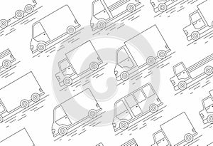 Delivery Van seamless pattern. line icon