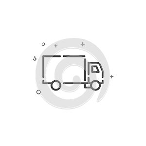 Delivery van simple vector line icon. Symbol, pictogram, sign. Light background. Editable stroke