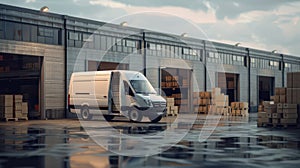 The delivery van at warehouse..AI generated image