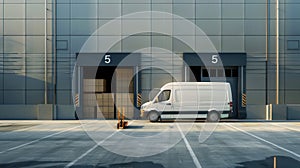 The delivery van at warehouse. AI generated