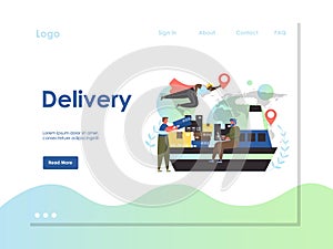 Delivery vector website landing page design template