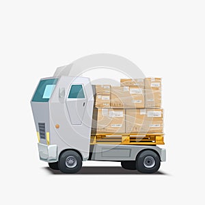 delivery white truck carrying group of parcels