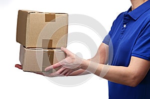 Delivery woman delivering parcels