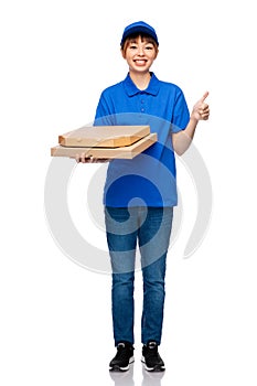 delivery woman with takeaway pizza boxes