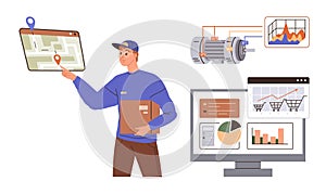 Delivery Worker Using Digital Map and Data Dashboard for Logistics and Performance Analysis