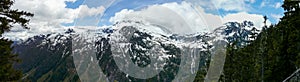 Della Falls as seen from a higher viewpoint in Strathcona Provincial Park, Vancouver Island, BC, Canada