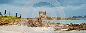 Della Pelosa beach in Sardinia, Italy, web banner