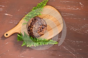 Dellicious homemade chocolate muffin on table. Ready to eat.