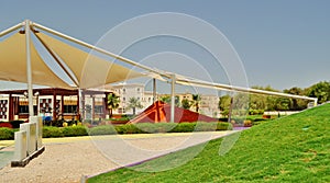 Delma Park in Abu Dhabi - steel structure with tends