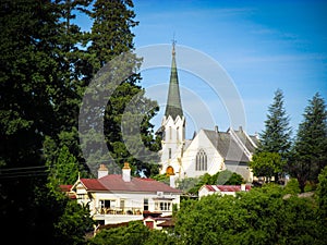 St Mark`s Anglican Church in Deloraine seen from a distance