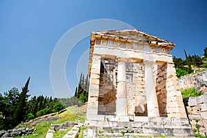 Delphi, Greece. The athenian treasury photo